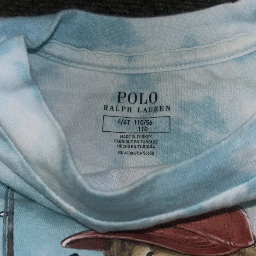 Polo Ralph Lauren Polo Bear T-Shirt Tie-Dye Blue Kid Size 4/4T - Picture 3 of 4